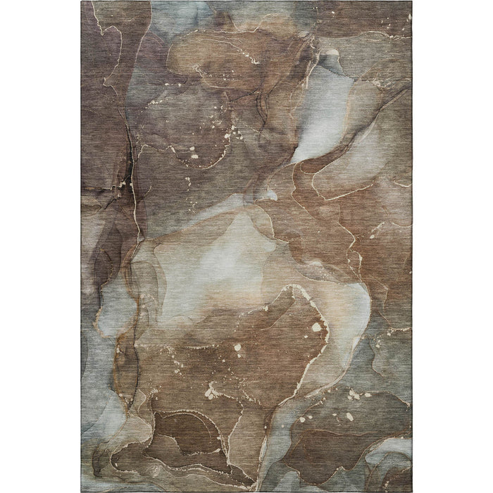10' X 14' Abstract Washable Area Rug With UV Protection (647362) - Brown / Ivory / Gray
