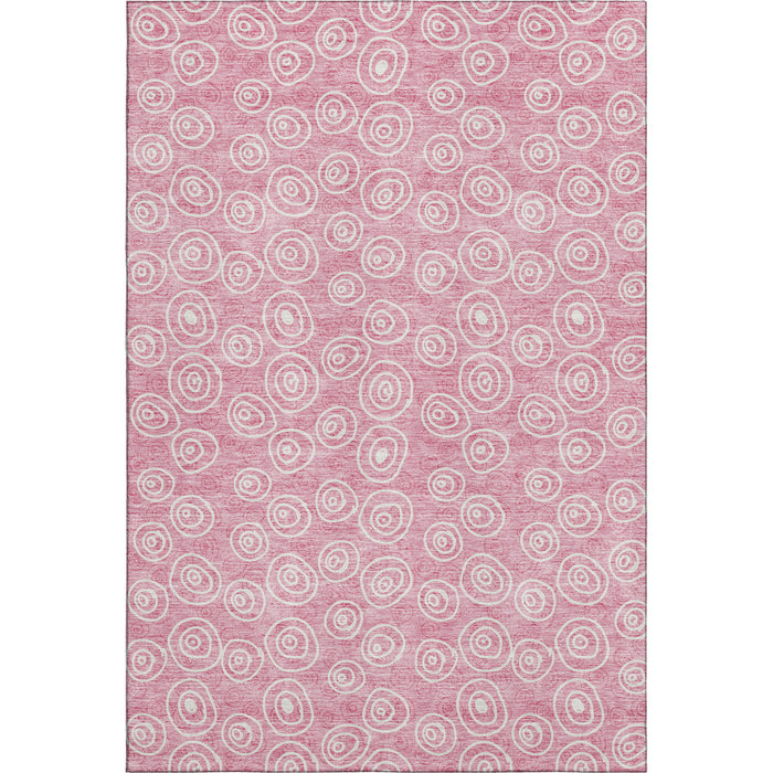 10' X 14' Polka Dot Washable Area Rug With UV Protection - Pink And Ivory
