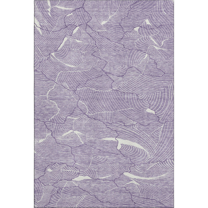 10' X 14' Abstract Washable Area Rug With UV Protection (682247) - Purple / Ivory