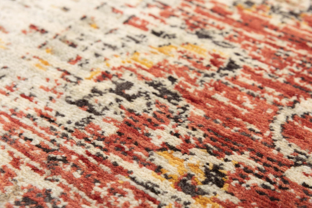 8' X 10' New Zealand Lambs Wool Oriental Hand Carved Handmade Area Rug (747848) - Red / Beige / Rust / Gold