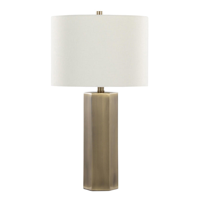 Huit - 26" Metal Table Lamp (Set of 2) - Antique Brass And White Linen
