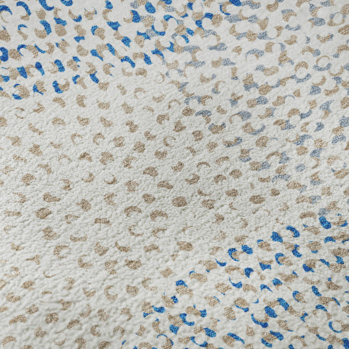 9' X 12' Abstract Washable Area Rug With UV Protection (650367) - Ivory / Blue