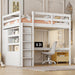 Giga loft bed with built-in wardrobe, desk, shelves, and drawers in a modern bedroom setting