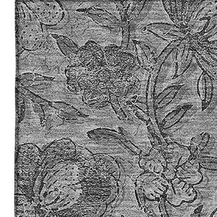 10' X 14' Floral Washable Area Rug With UV Protection - Gray And Charcoal