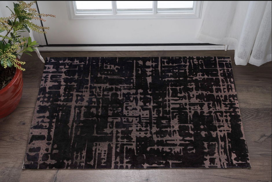 3' X 5' Abstract Washable Area Rug (548681) - Black / Gray