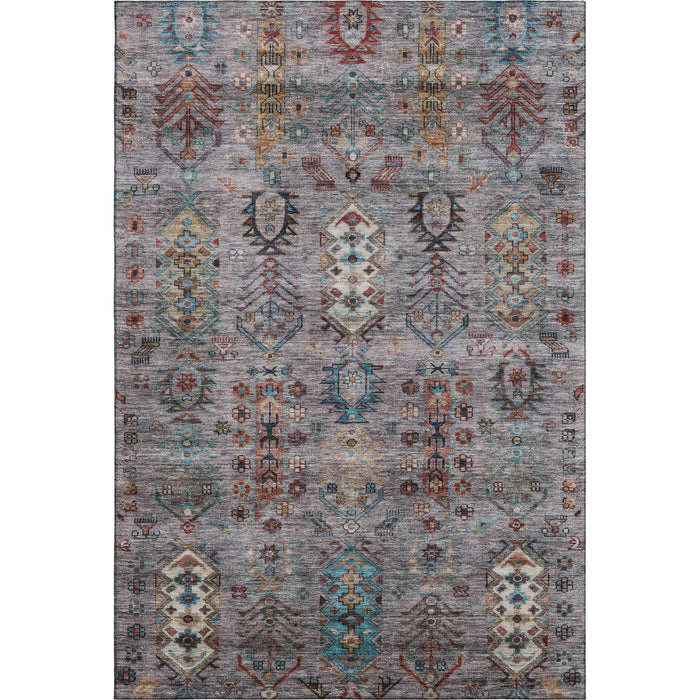 10' X 14' Southwestern Washable Area Rug With UV Protection (716467) - Gray / Teal