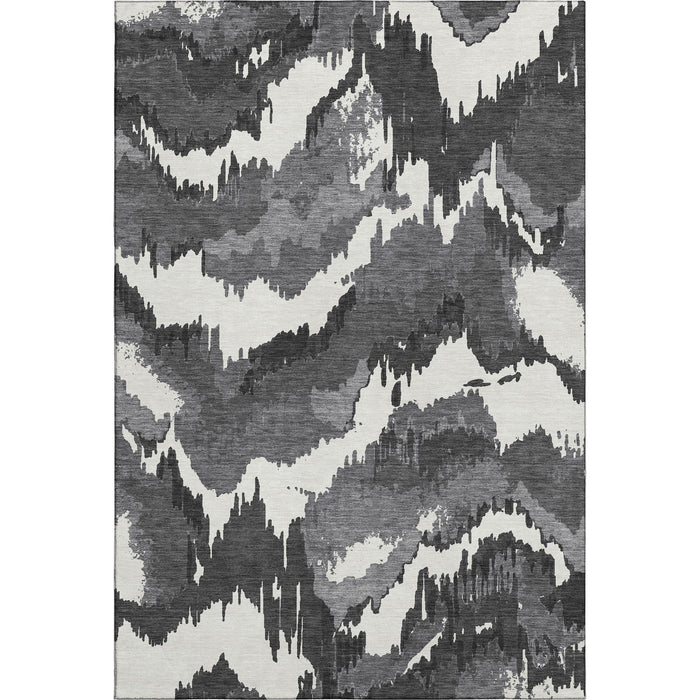 10' X 14' Abstract Washable Area Rug With UV Protection (668627) - Black / Ivory