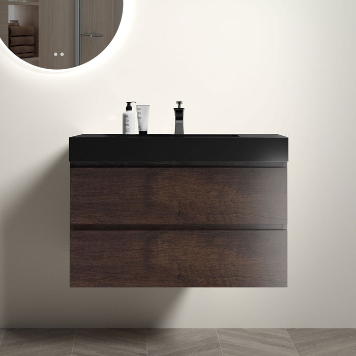 Giga Alice wall-mounted bathroom vanity with integrated sink, large storage, floating design, modern style, no drain or faucet included.