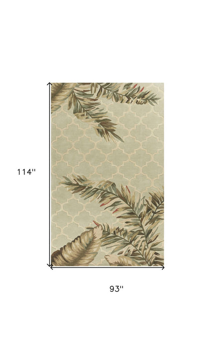 8' x 10' Wool Handmade Area Rug - Sage Green