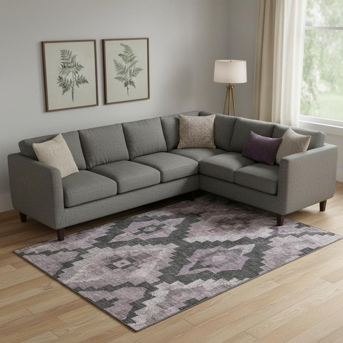 10' X 14' Washable Area Rug With UV Protection (707233) - Lavender / Gray