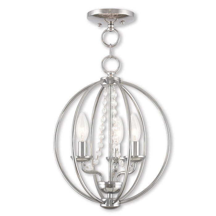 Three Light Dimmable Chandelier With Shades - Silver