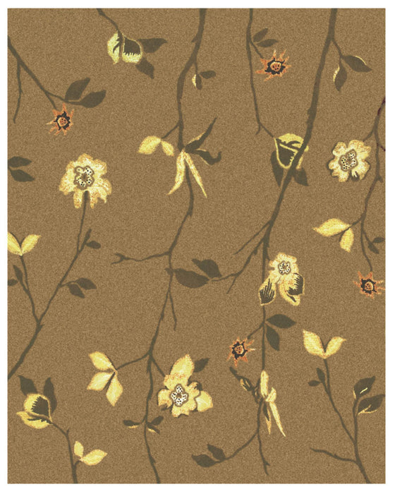 9' X 12' Wool Floral Hand Knotted Area Rug (744352) - Brown / Yellow