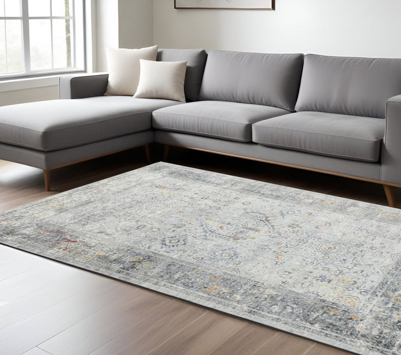 8' X 11' Transitional Medallion Area Rug - Gray