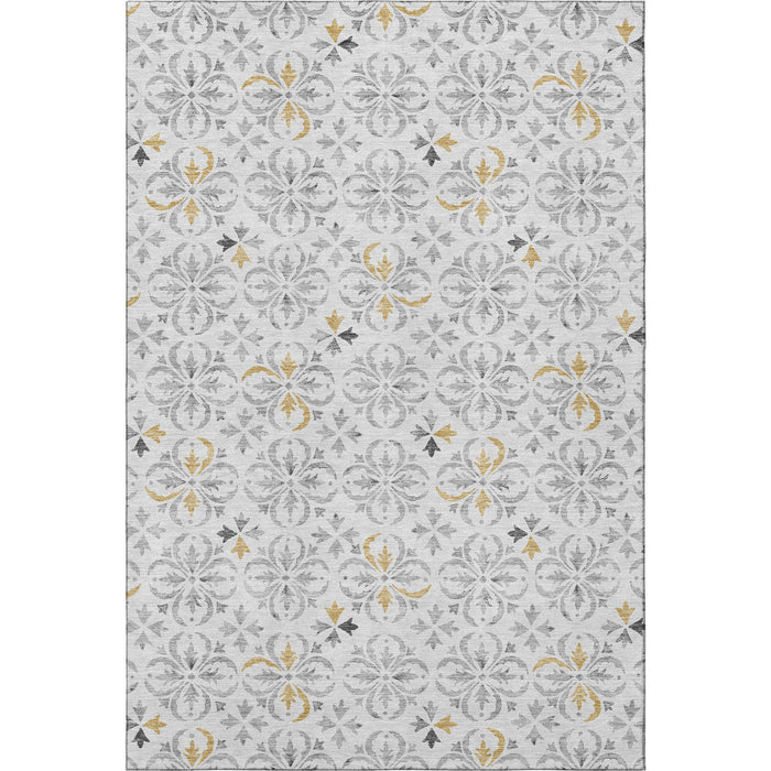 10' X 14' Floral Washable Area Rug With UV Protection (673969) - Silver / Gray