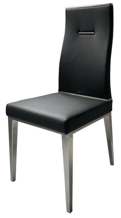 Upholstered Faux Leather Dining Side Chairs (Set of 4) - Black / Silver
