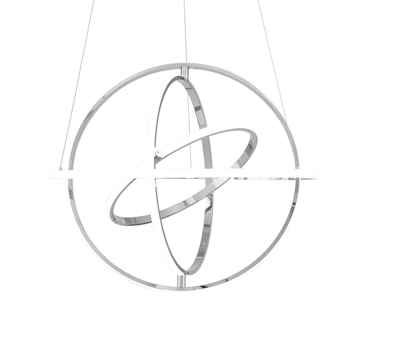 Four Light Metal LED Dimmable Chandelier - Silver