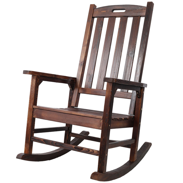 Giga oversized porch rocker chair with wide seat and tall backrest, outdoor wooden rocking chair for relaxing on the porch