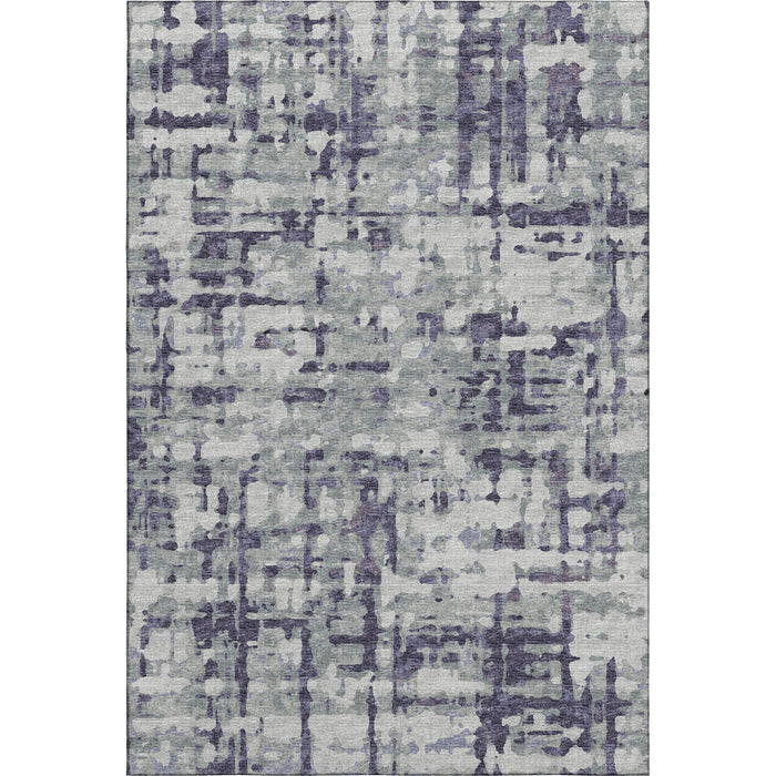 8' X 10' Abstract Washable Area Rug Polyester With UV Protection - Purple / Gray