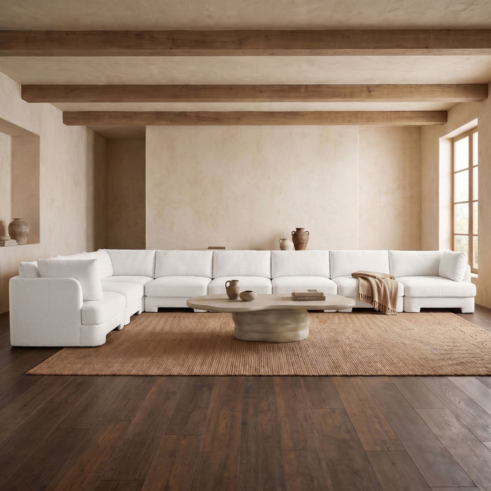 Meridian Furniture Hammond velvet upholstery 8-piece L-shaped sectional sofa with stationary design, perfect for modern living rooms.