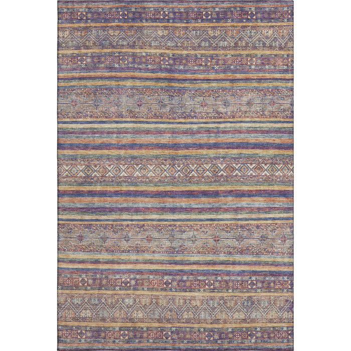 10' X 14' Striped Washable Area Rug With UV Protection (695798) - Blue / Beige / Gray