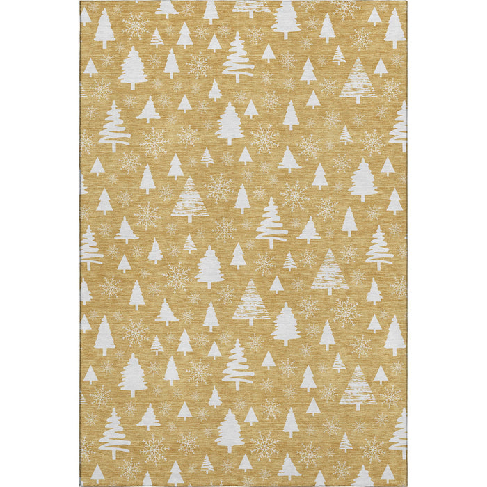 10' X 14' Abstract Geometric Washable Area Rug With UV Protection (701834) - Gold / Ivory