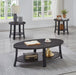 Giga Anze 3-piece contemporary oval wood coffee table set with charcoal finish, featuring sleek modern design and open shelf storage.