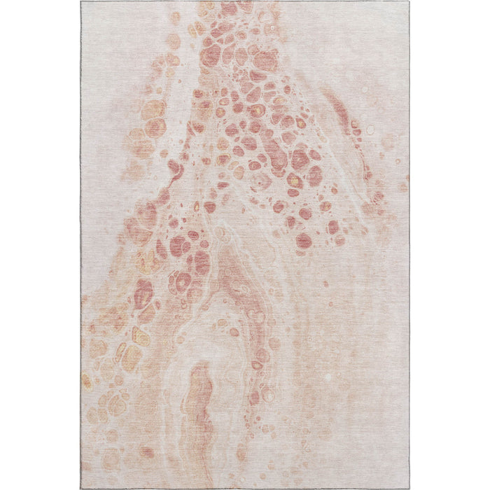 10' X 14' Abstract Washable Area Rug With UV Protection (708571) - Salmon / Ivory