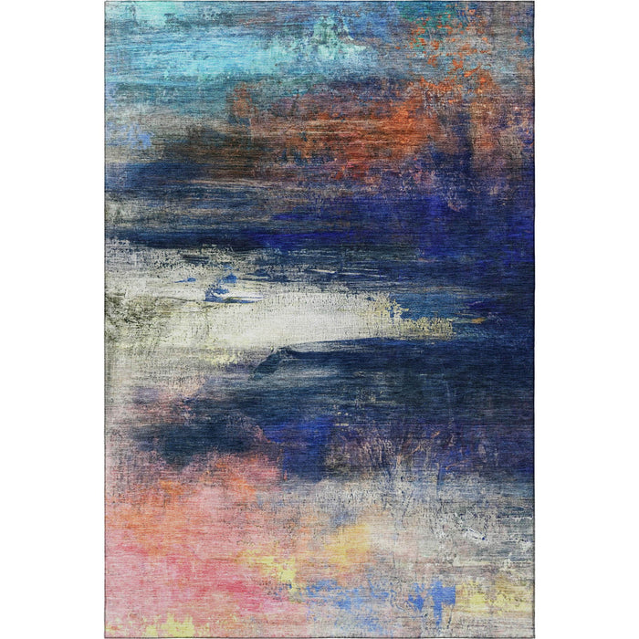 10' X 14' Abstract Washable Area Rug With UV Protection (714673) - Blue / Pink