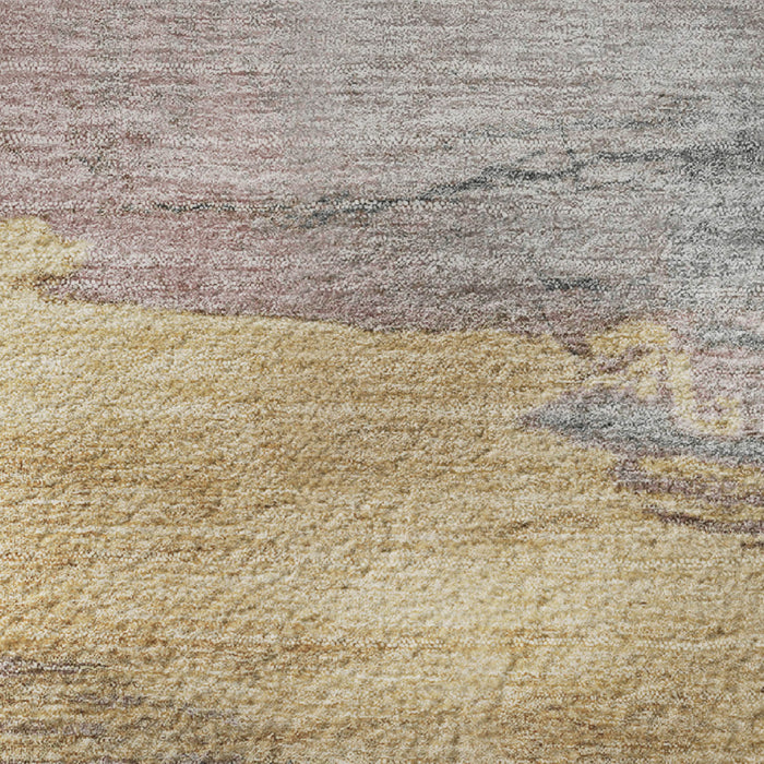 10' X 14' Abstract Washable Area Rug With UV Protection (706667) - Blush / Gold / Ivory