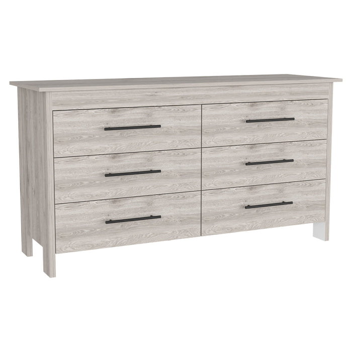 59" Six Drawer Double Dresser - Light Gray