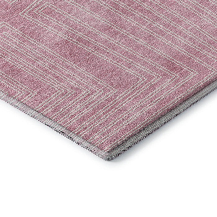 10' X 14' Geometric Washable Area Rug With UV Protection (682001) - Pink / Ivory