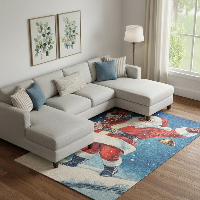 10' X 14' Floral Washable Area Rug With UV Protection (701635) - Blue / Red / Green