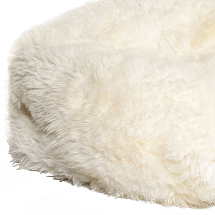 Short-Hair Sheepskin Bean Bag - White