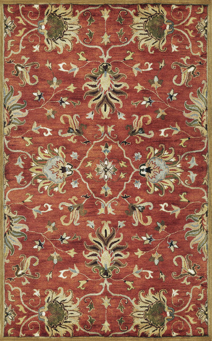 9' x 13' Hand Tufted Traditional Floral Allover Indoor Area Rug - Sienna Orange