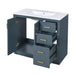 Giga bathroom vanity with sink, storage cabinet, three drawers, and soft-closing doors in a freestanding design