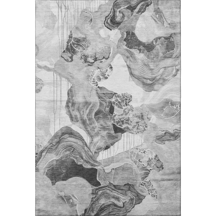 10' X 14' Abstract Washable Area Rug With UV Protection (697332) - Gray / Silver / Charcoal