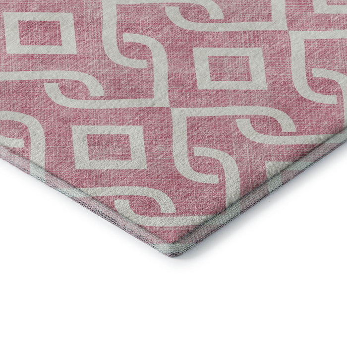 10' X 14' Geometric Washable Area Rug With UV Protection (652473) - Blush / Ivory