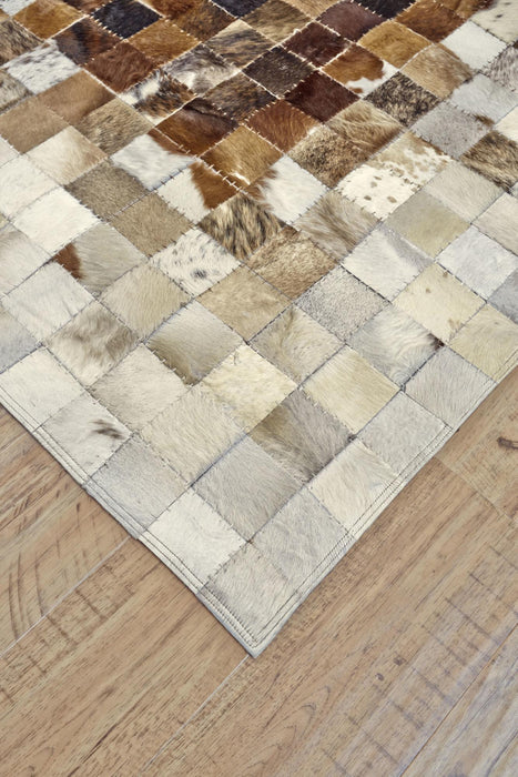 6' X 9' Faux Cowhide Animal Print Area Rug (744207) - Orange / Brown / Ivory