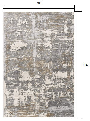 7' x 10' Distressed Area Rug - Beige And Gray