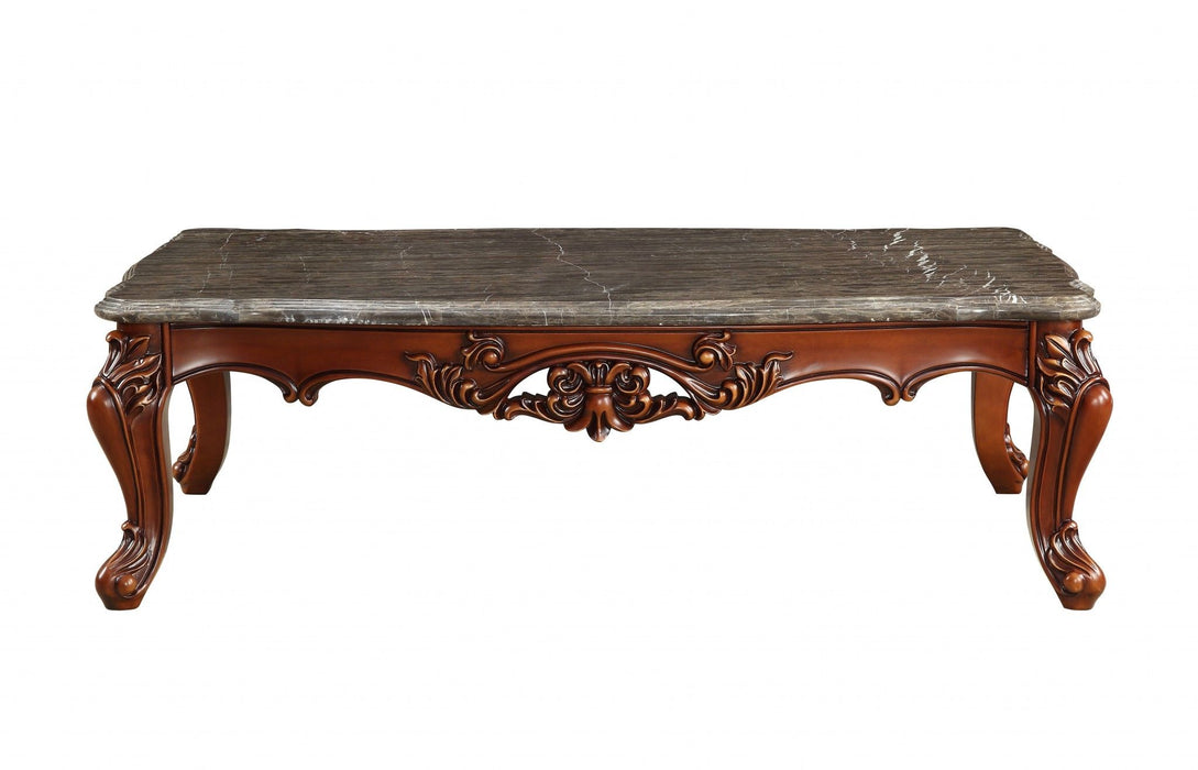Marble Walnut Wood Coffee Table - Gray and Brown