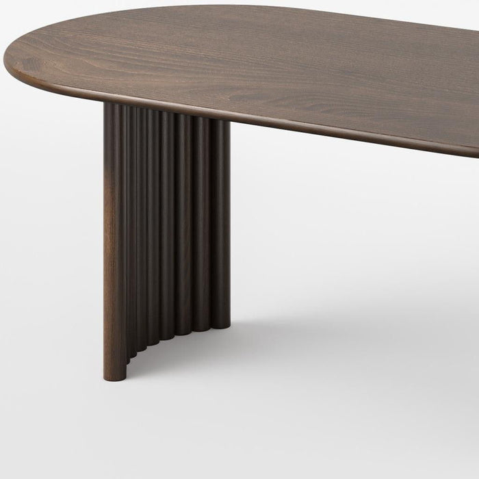 79" Solid Wood Double Pedestal Base Oval Dining Table - Walnut / Dark Brown