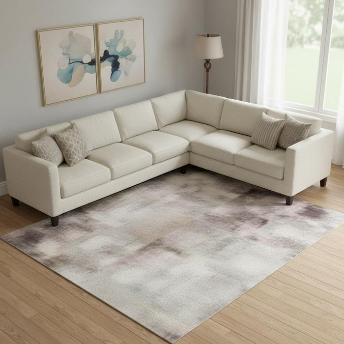 10' X 14' Abstract Washable Area Rug With UV Protection (709980) - Blush / Charcoal / Ivory