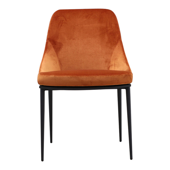 Upholstered Velvet Dining Side Chairs (Set of 2) - Amber / Black