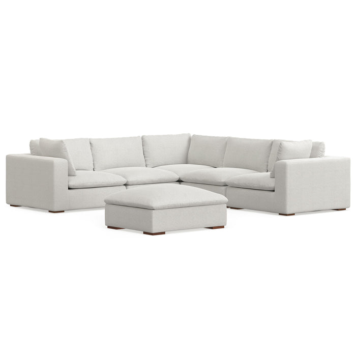 125" 2 Piece Living Room Set Fabric Sofa With Ottoman With Brown Legs - Gray