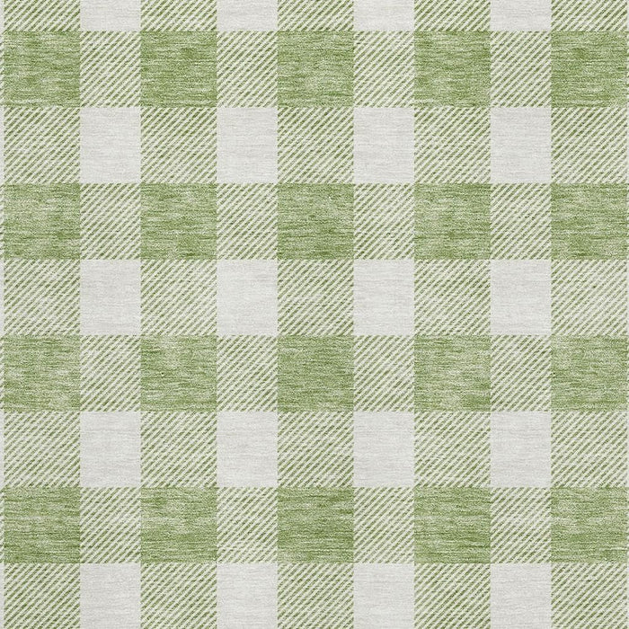 10' X 14' Plaid Washable Area Rug With UV Protection (673345) - Artichoke Green / Ivory