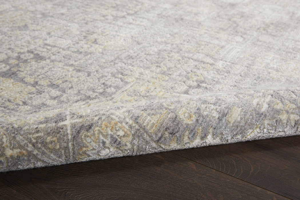 5' X 8' Floral Non Skid Area Rug With Fringe (550251) - Gray / Beige
