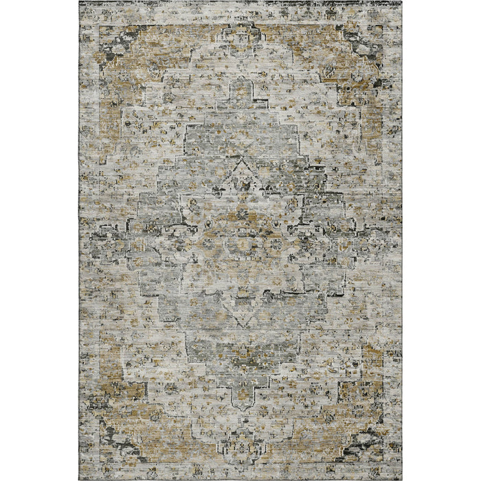 10' X 14' Floral Medallion Washable Area Rug With UV Protection (705107) - Taupe / Beige / Ivory