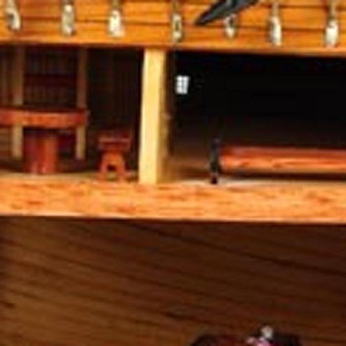 Hand Painted HMS Endeavour 1768 Open Hull Model Boat - Brown