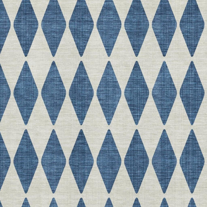 10' X 14' Diamond Washable Area Rug With UV Protection (650074) - Navy Blue / Ivory