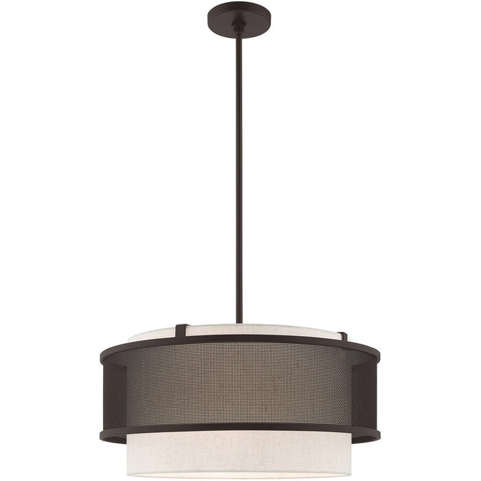 18" Four Light Dimmable Chandelier With Shades - Bronze
